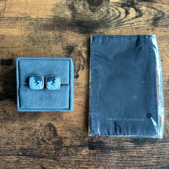 David Yurman Waves Cufflinks w/ Carved White Agate - RARE - Picture 2 of 14